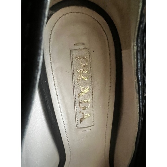 Prada Peep Toe Heel Platform BlackLeather Sz 39.5 (8) with box elegant - Picture 8 of 11